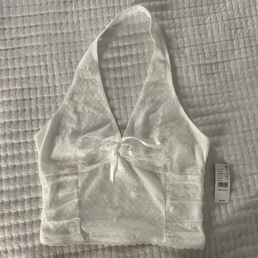 NWT Bow Lace Halter Top